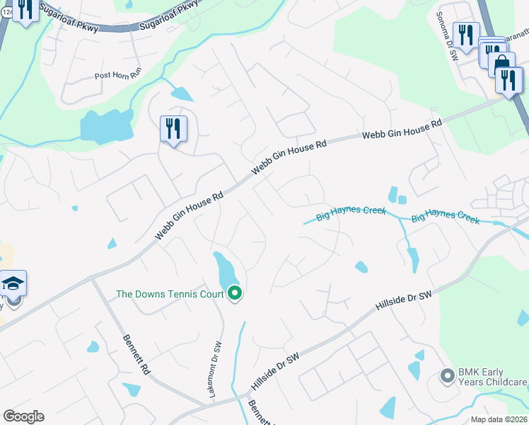 map of restaurants, bars, coffee shops, grocery stores, and more near 821 Berryman Place in Lawrenceville