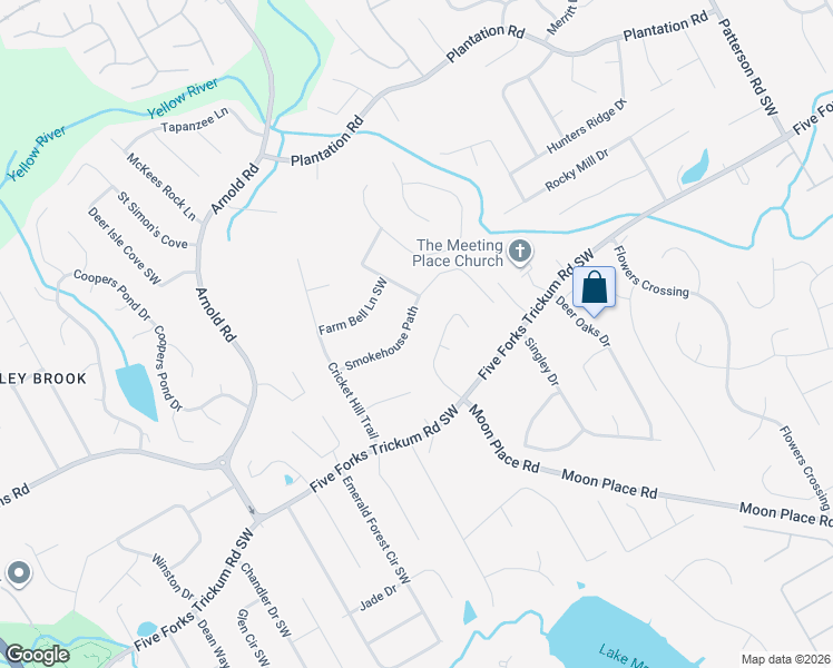 map of restaurants, bars, coffee shops, grocery stores, and more near 2312 Smokehouse Path in Lawrenceville