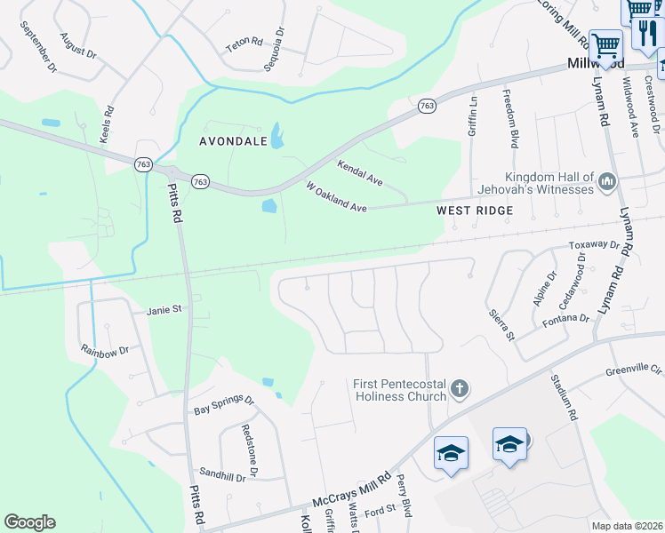 map of restaurants, bars, coffee shops, grocery stores, and more near 2725 Foxcroft Circle in Sumter