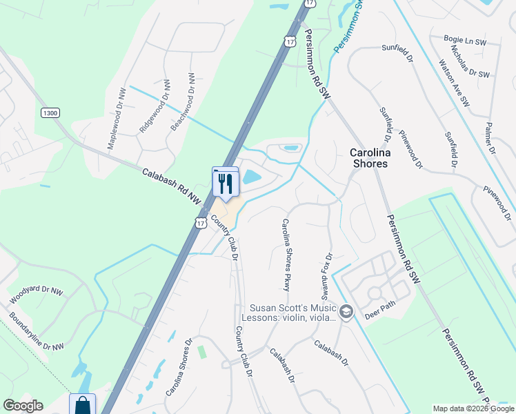 map of restaurants, bars, coffee shops, grocery stores, and more near 5 Canal Way Ct in Carolina Shores