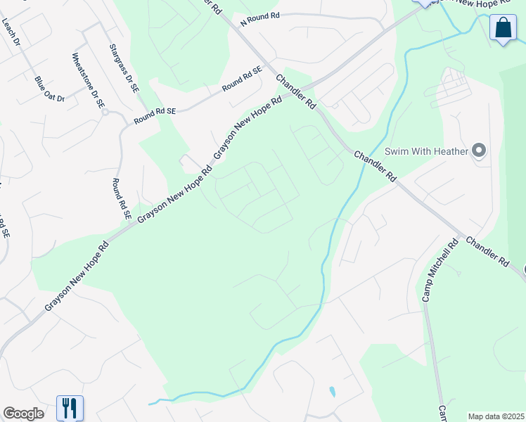 map of restaurants, bars, coffee shops, grocery stores, and more near 366 Tallulah Lane in Grayson