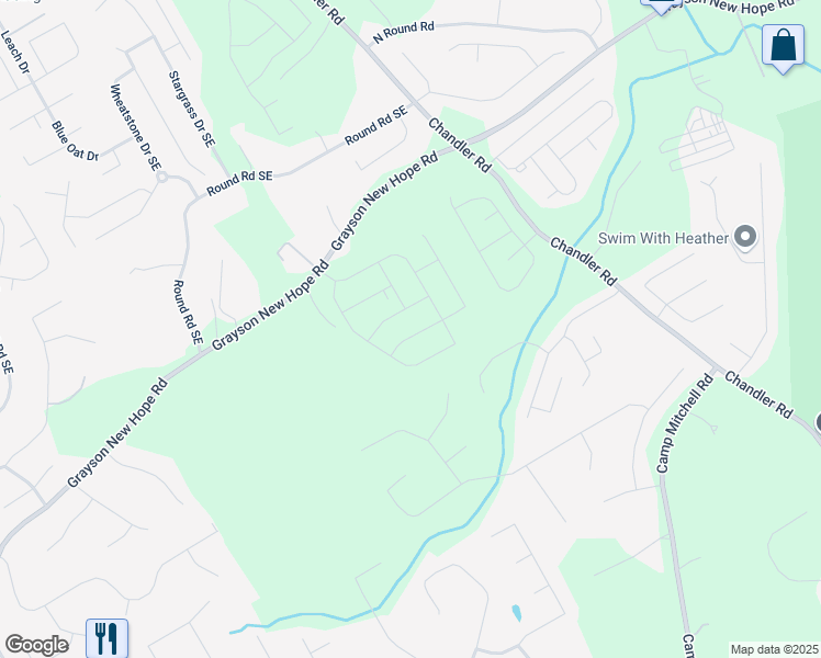 map of restaurants, bars, coffee shops, grocery stores, and more near 366 Tallulah Lane in Grayson