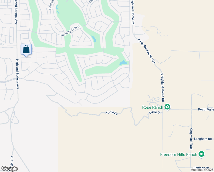 map of restaurants, bars, coffee shops, grocery stores, and more near 2124 Birdie Drive in Banning