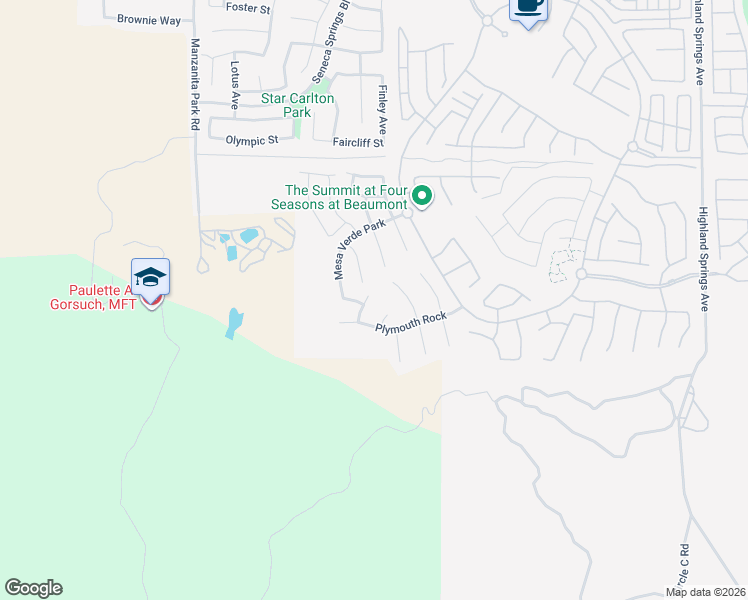 map of restaurants, bars, coffee shops, grocery stores, and more near 418 Goodrich Rock in Beaumont