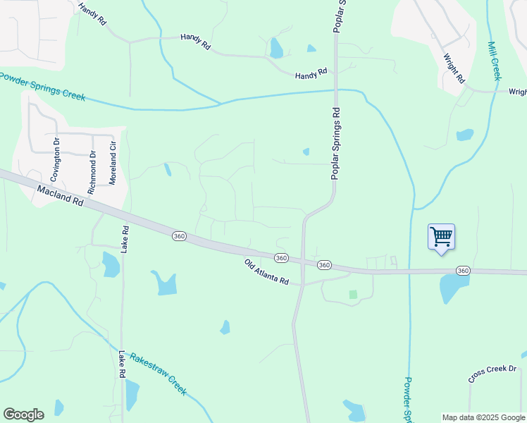map of restaurants, bars, coffee shops, grocery stores, and more near 34 English Barn Way in Hiram