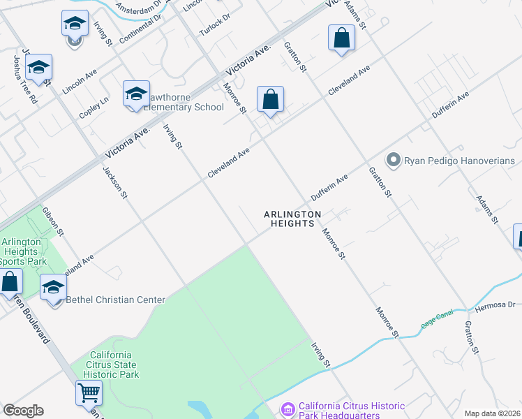 map of restaurants, bars, coffee shops, grocery stores, and more near 8845 Dufferin Avenue in Riverside