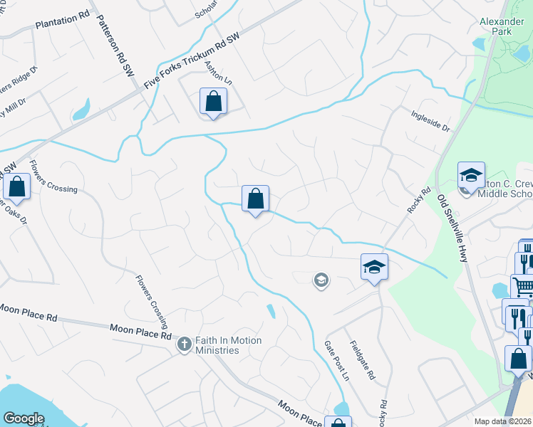 map of restaurants, bars, coffee shops, grocery stores, and more near 1241 Providence Drive in Lawrenceville