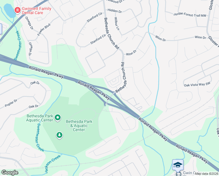map of restaurants, bars, coffee shops, grocery stores, and more near 151 Bethesda Church Road in Lawrenceville