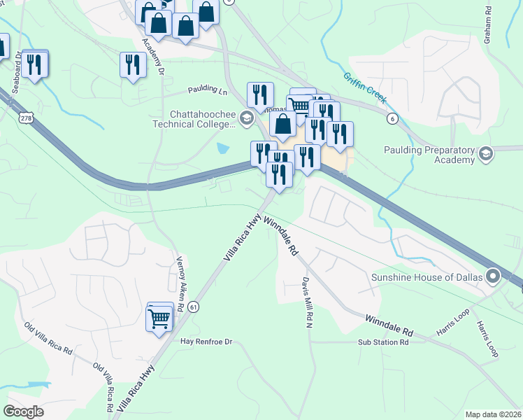 map of restaurants, bars, coffee shops, grocery stores, and more near 10 Winndale Road in Dallas