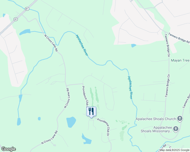 map of restaurants, bars, coffee shops, grocery stores, and more near 840 Providence Club Drive in Monroe