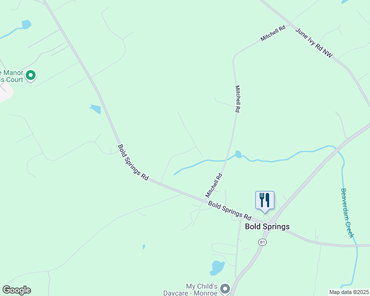 map of restaurants, bars, coffee shops, grocery stores, and more near 86 Ewing Way in Dacula