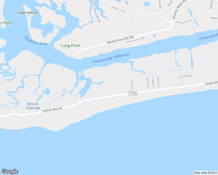 map of restaurants, bars, coffee shops, grocery stores, and more near 115 Shell Drive in Holden Beach