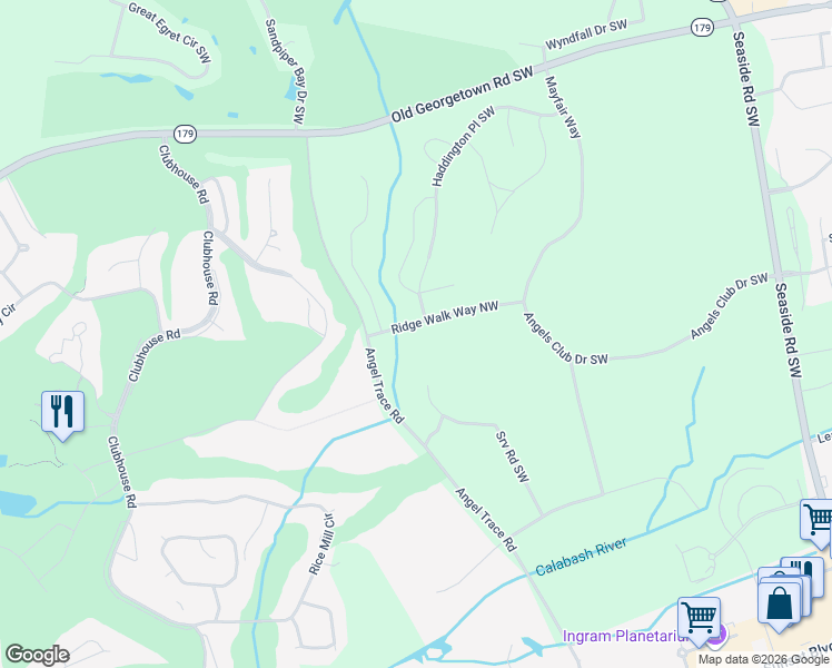 map of restaurants, bars, coffee shops, grocery stores, and more near 7581 Ridge Walk Way Northwest in Sunset Beach