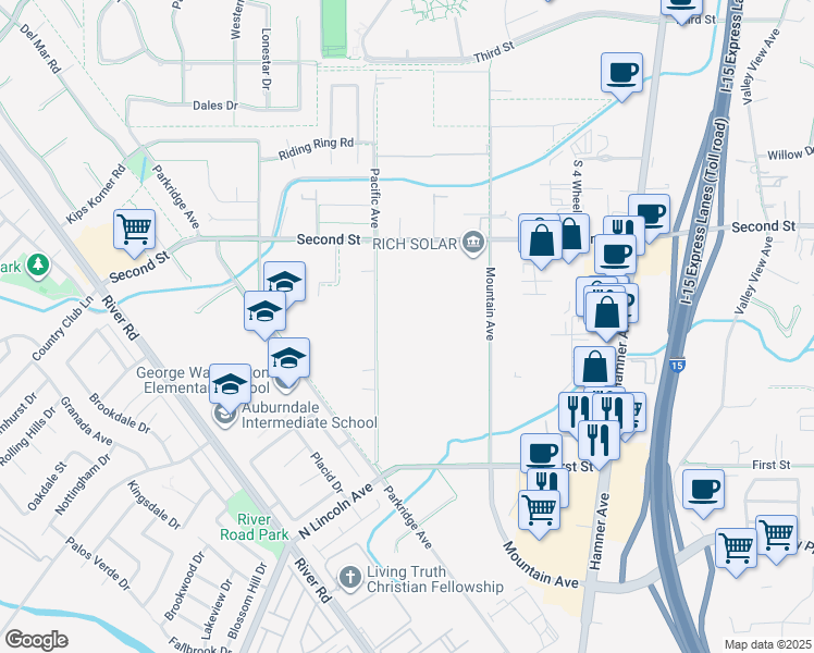 map of restaurants, bars, coffee shops, grocery stores, and more near 1740 Mountain Avenue in Norco