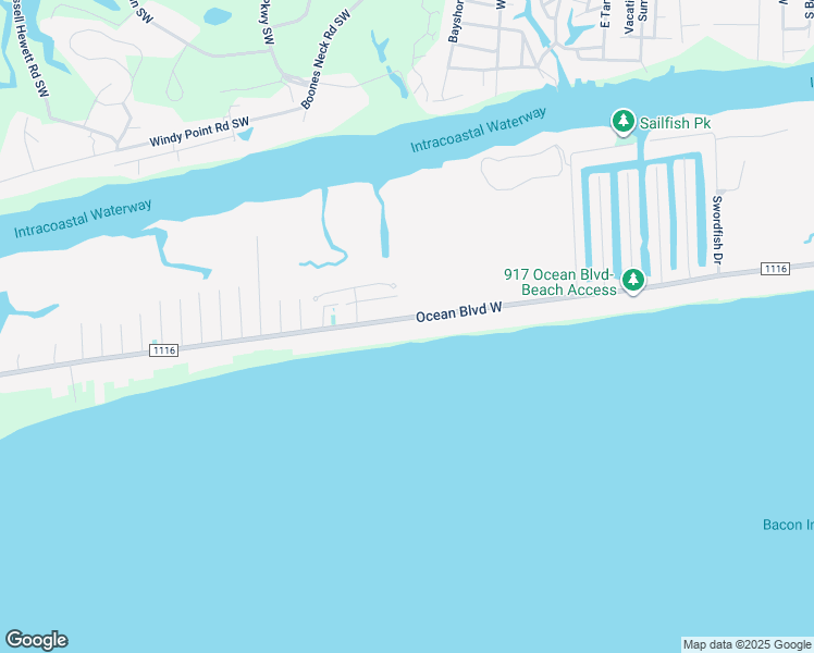 map of restaurants, bars, coffee shops, grocery stores, and more near 1027 Ocean Boulevard West in Holden Beach