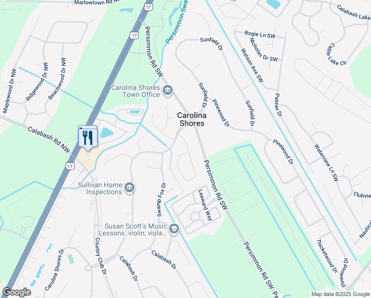 map of restaurants, bars, coffee shops, grocery stores, and more near 8 Bayberry Circle in Carolina Shores