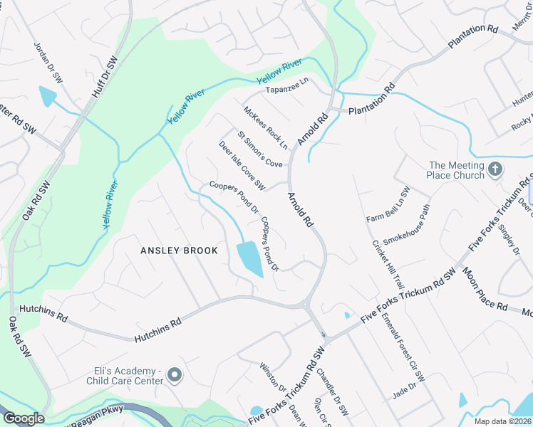 map of restaurants, bars, coffee shops, grocery stores, and more near 436 Coopers Pond Drive in Lawrenceville