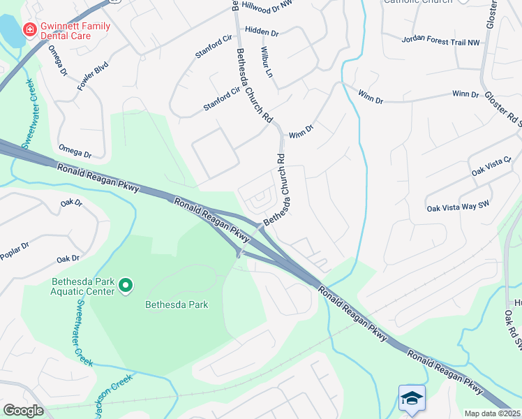 map of restaurants, bars, coffee shops, grocery stores, and more near 151 Bethesda Church Road in Lawrenceville
