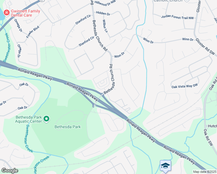 map of restaurants, bars, coffee shops, grocery stores, and more near 3677 Hidden Valley Circle in Lawrenceville