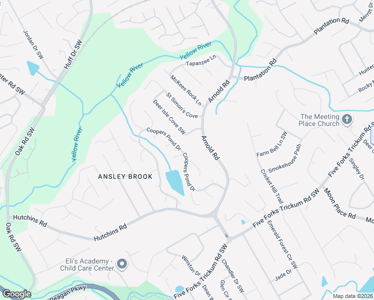 map of restaurants, bars, coffee shops, grocery stores, and more near 436 Coopers Pond Drive in Lawrenceville
