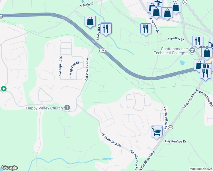 map of restaurants, bars, coffee shops, grocery stores, and more near 149 Fields Road in Dallas