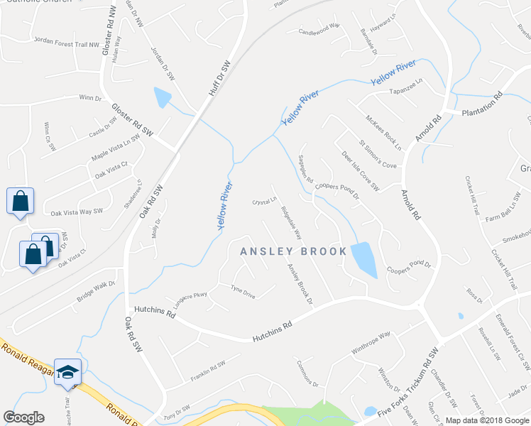 map of restaurants, bars, coffee shops, grocery stores, and more near 303 Ansley Brook Drive in Lawrenceville