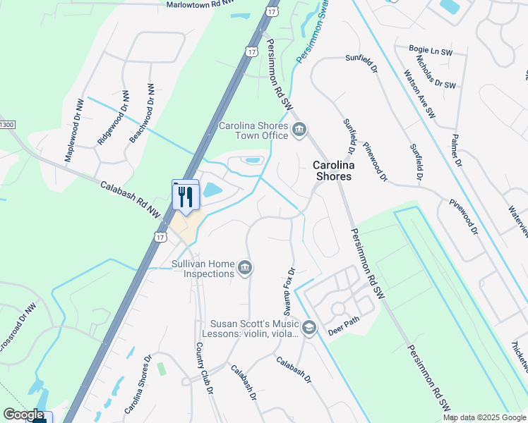 map of restaurants, bars, coffee shops, grocery stores, and more near 2 Sage Court in Carolina Shores