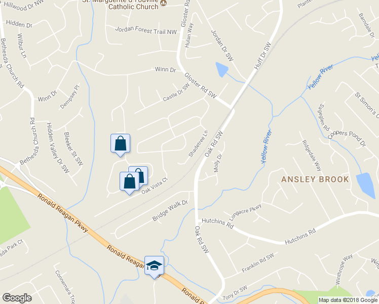 map of restaurants, bars, coffee shops, grocery stores, and more near 375 Shadetree Lane in Lawrenceville