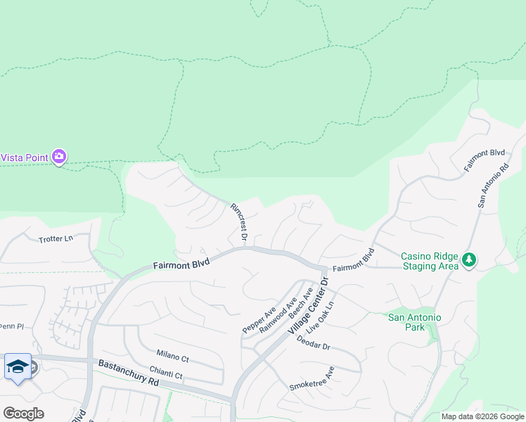 map of restaurants, bars, coffee shops, grocery stores, and more near 3585 Falconridge Road in Yorba Linda