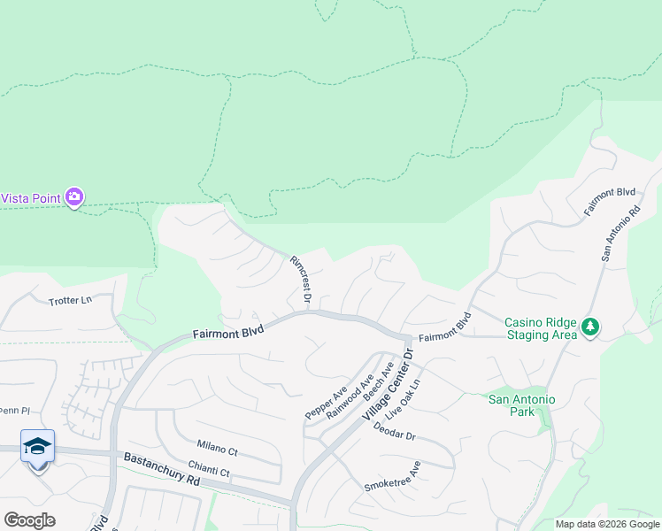 map of restaurants, bars, coffee shops, grocery stores, and more near 3575 Falconridge Road in Yorba Linda