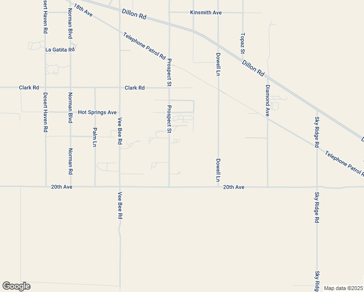 map of restaurants, bars, coffee shops, grocery stores, and more near 19600 Prospect Street in Desert Hot Springs
