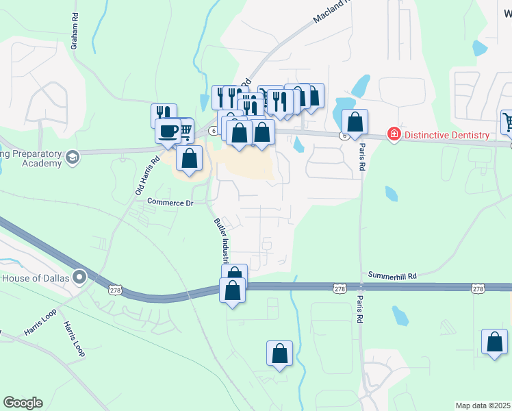 map of restaurants, bars, coffee shops, grocery stores, and more near 1300 Merchants Drive in Dallas