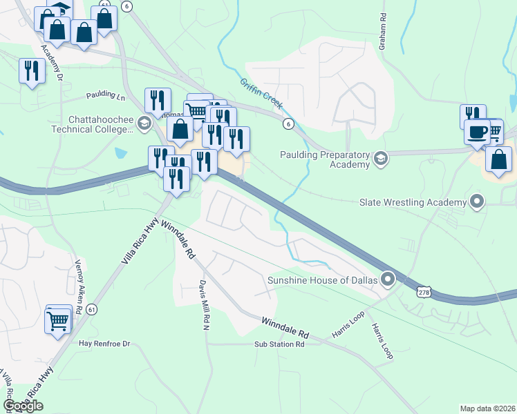 map of restaurants, bars, coffee shops, grocery stores, and more near 409 Silver Spring Street in Dallas