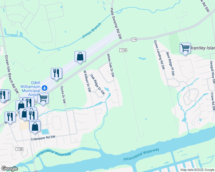 map of restaurants, bars, coffee shops, grocery stores, and more near 1586 Maple Circle Southwest in Ocean Isle Beach
