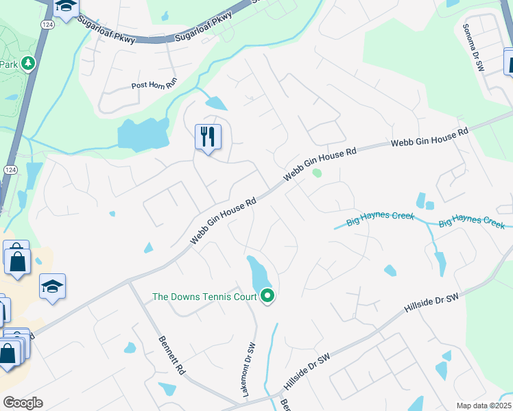 map of restaurants, bars, coffee shops, grocery stores, and more near 902 Chadwick Park Drive in Lawrenceville