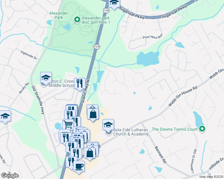 map of restaurants, bars, coffee shops, grocery stores, and more near 990 Lakebend Drive in Lawrenceville