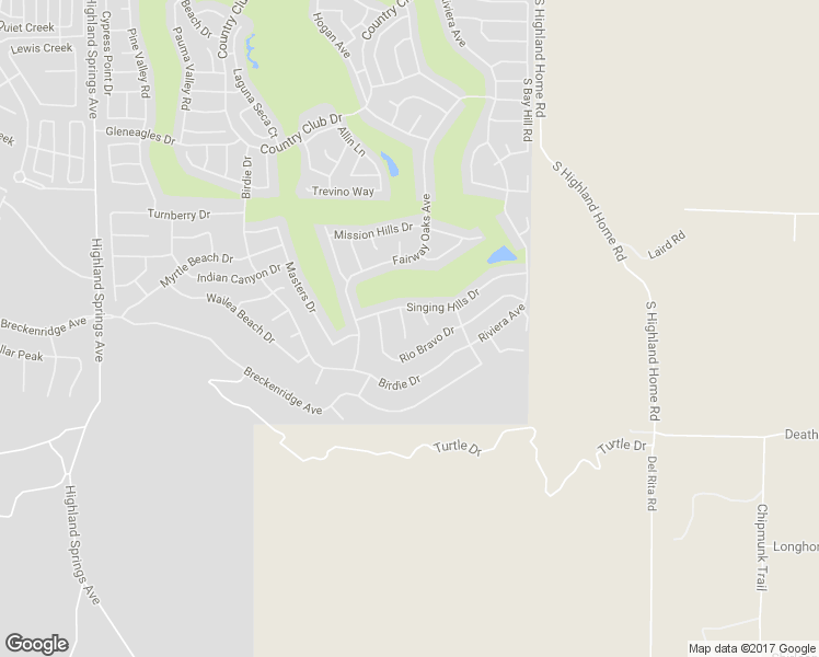 map of restaurants, bars, coffee shops, grocery stores, and more near 2027 Melbourne Circle in Banning