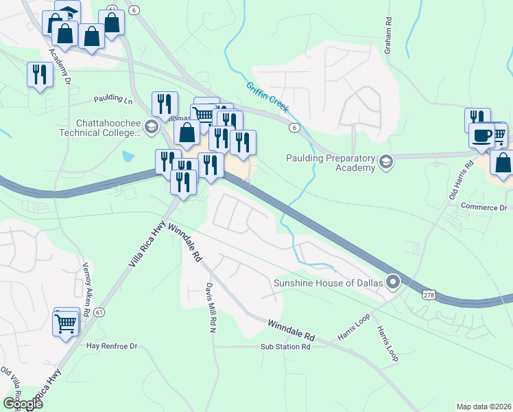 map of restaurants, bars, coffee shops, grocery stores, and more near 401 Silver Spring Street in Dallas