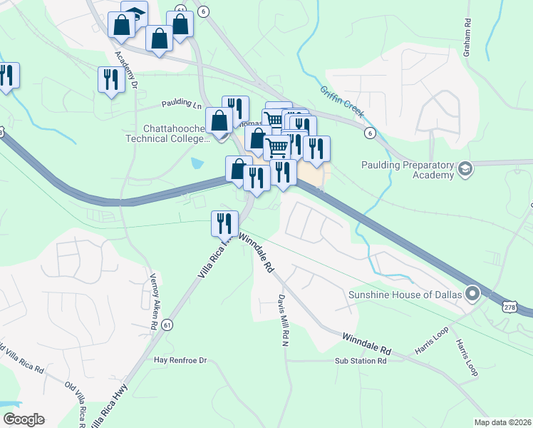 map of restaurants, bars, coffee shops, grocery stores, and more near Mars Hill Church Path in Dallas