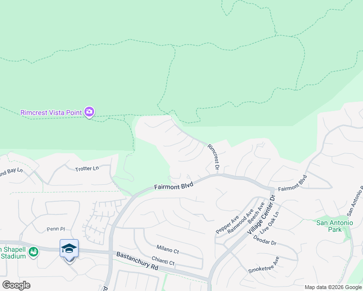 map of restaurants, bars, coffee shops, grocery stores, and more near 3670 Forest Glen Road in Yorba Linda