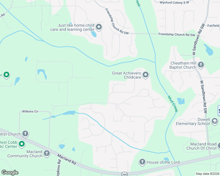 map of restaurants, bars, coffee shops, grocery stores, and more near 1952 Aaron Court in Powder Springs