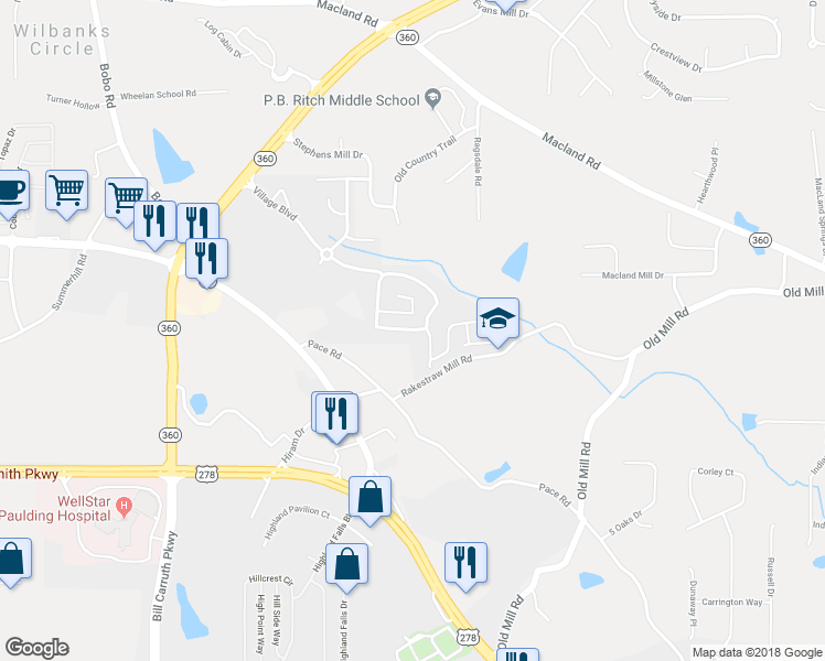 map of restaurants, bars, coffee shops, grocery stores, and more near 194 Crescent Woode Way in Dallas