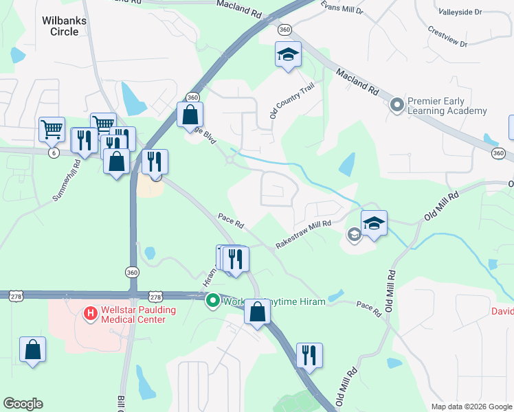 map of restaurants, bars, coffee shops, grocery stores, and more near 114 Crescent Woode Way in Dallas