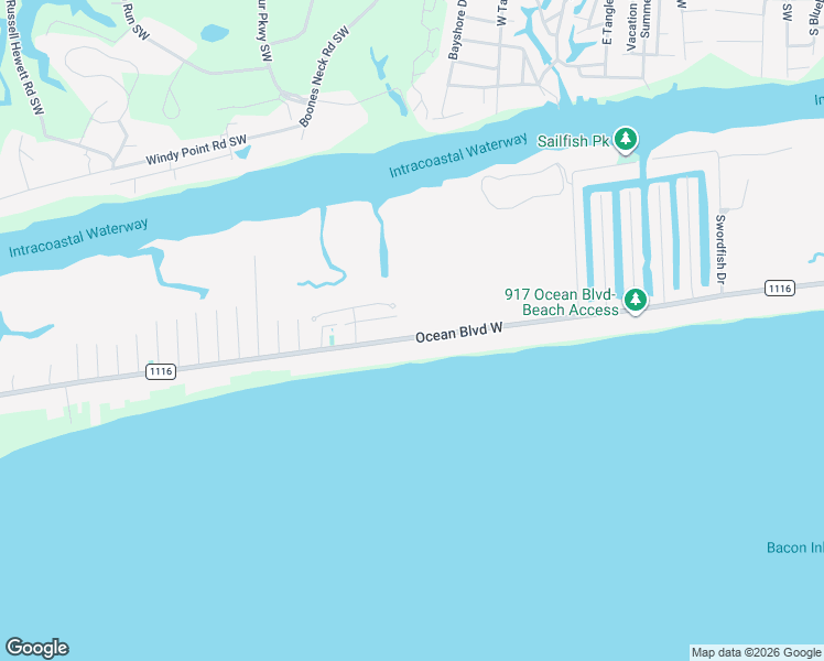 map of restaurants, bars, coffee shops, grocery stores, and more near 1020 Ocean Blvd W in Holden Beach