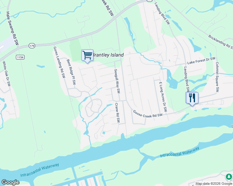 map of restaurants, bars, coffee shops, grocery stores, and more near 1653 Mockingbird Lane in Ocean Isle Beach