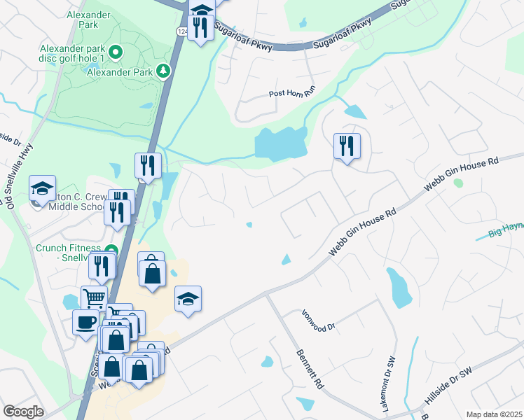 map of restaurants, bars, coffee shops, grocery stores, and more near 1172 Hidden Spirit Trail in Lawrenceville