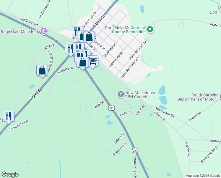 map of restaurants, bars, coffee shops, grocery stores, and more near 200-798 State Road S-33-148 in McCormick
