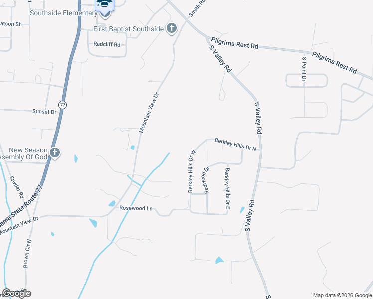 map of restaurants, bars, coffee shops, grocery stores, and more near 3198 Berkley Hills Drive East in Southside