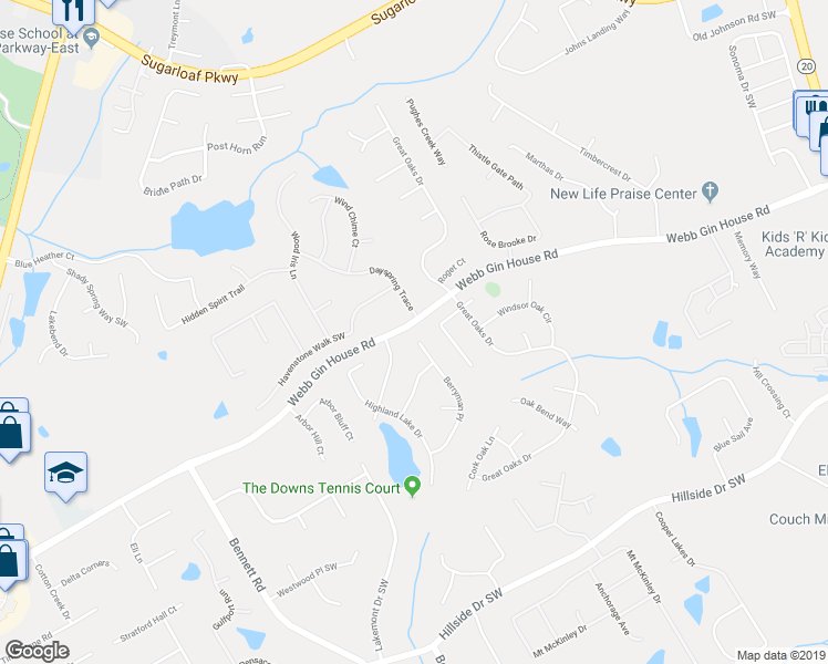 map of restaurants, bars, coffee shops, grocery stores, and more near 891 Berryman Place in Lawrenceville