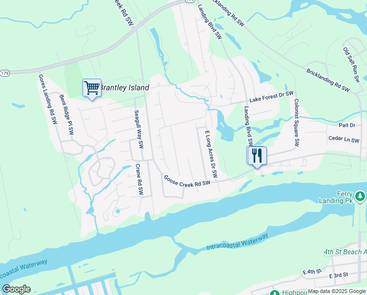 map of restaurants, bars, coffee shops, grocery stores, and more near 1841 Oak Harbour Drive Southwest in Ocean Isle Beach